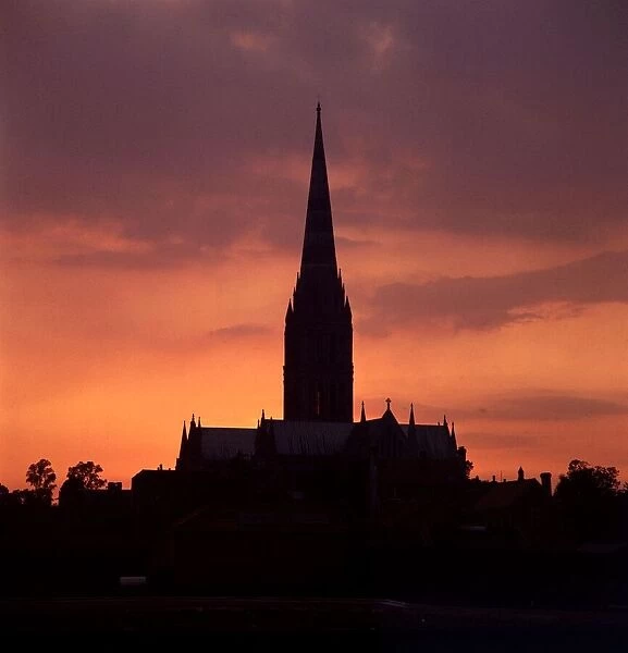 Sunset on Salisbury Cathedral August 1966