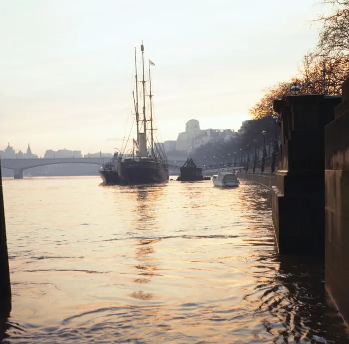 Framed Print : Sunset on Thames Embankment. London. February 1967 Framed Print : Sunset on Thames Embankment. London. February 1967