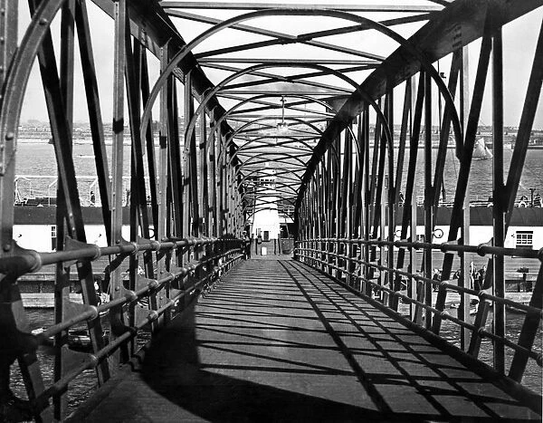 Sunshine on the bridge to Rock Ferry Pier. 6th October 1937
