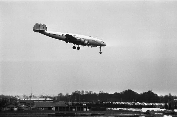 Super constellation aircraft landing at Heathrow Airport. 6th March 1969