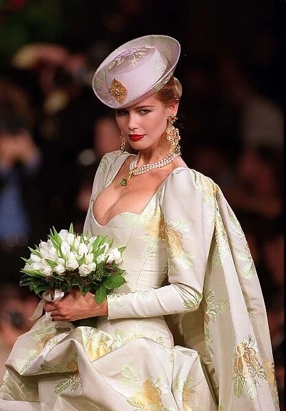 Super model Claudia Schiffer, on January 22 1997 in Paris at the Yves Saint Laurent