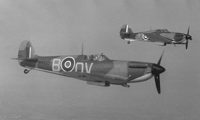 Framed Print : Supermarine Spitfire and Hawker Hurricane Aircraft May 1978 of the Battle of