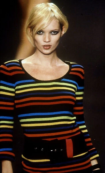 Supermodel Kate Moss Supermodel wearing a dress by Rykiel at the Paris Fashion Show in