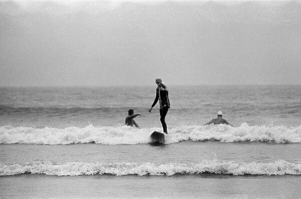 Surfing in Saltburn. 1971