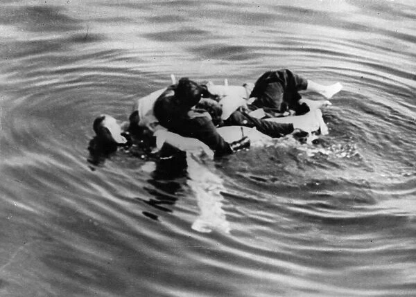 Survivors of a downed Wellington pictured just before their rescue in the Bay of Biscay