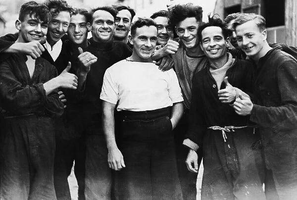 Some of the survivors of HMS Cossack after their rescue by another British warship
