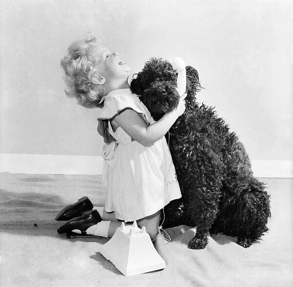 Susan Phillips seen here bathing her poodle Andy. November 1953 D6816-001