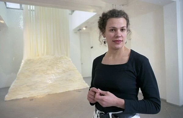 Susan Stockwell, artist, with her loo roll creation. 01  /  01  /  1994