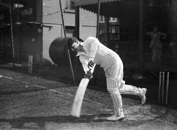 Sussex Cricketers. John Langridge in the nets. One of the best English