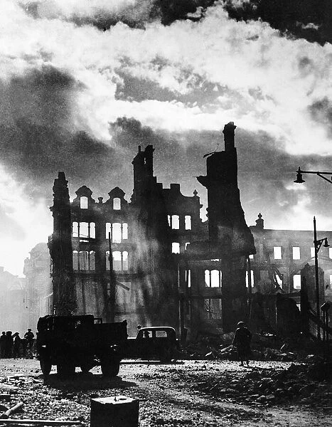 Swansea as dawn breaks after three night blitz attack by the Germans. August 1940