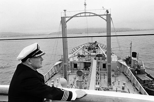 Swansea Docks, Wales. BP Tanker Fulmar enters the docks with Captain Jim Ward