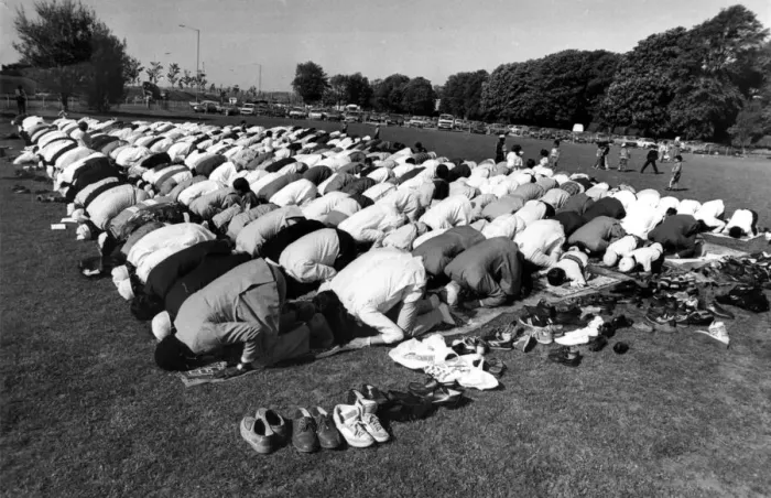 Framed Print : Swansea - Religion - Moslems in prayer at a ceremony marking the end of Ramadan at a Framed Print : Swansea - Religion - Moslems in prayer at a ceremony marking the end of Ramadan at a