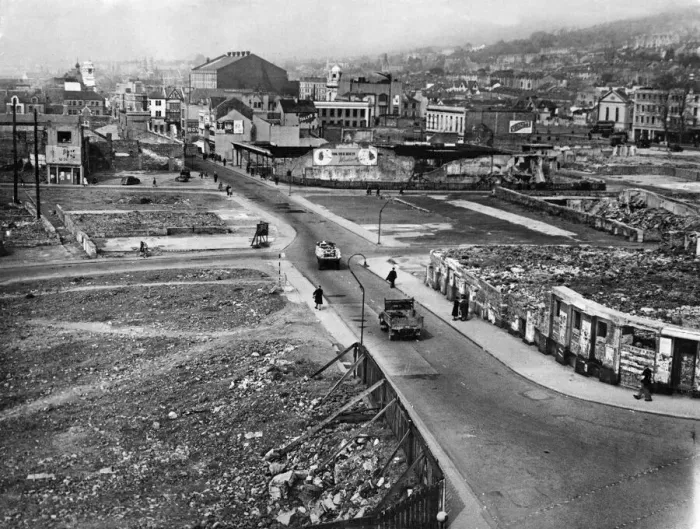 Framed Print : Swansea, South Wales, picture taken after the World War Two had ended