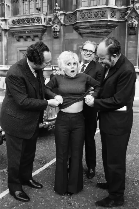 Framed Print : It was sweaters off for Barbara Windsor and members of Parliament outside the House of Framed Print : It was sweaters off for Barbara Windsor and members of Parliament outside the House of