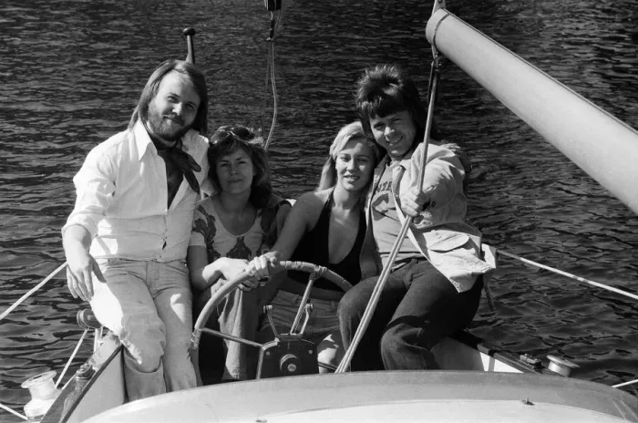 Framed Print : Swedish pop group ABBA consisting of Agnetha Faltskog, Bjorn Ulvaeus