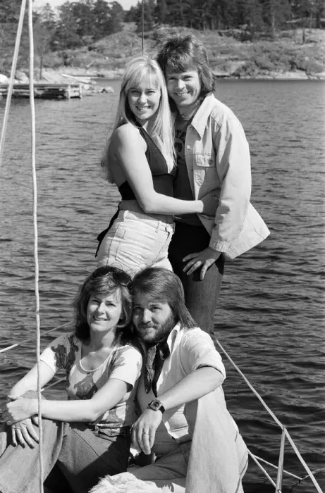 Framed Print : Swedish pop group ABBA consisting of Agnetha Faltskog, Bjorn Ulvaeus