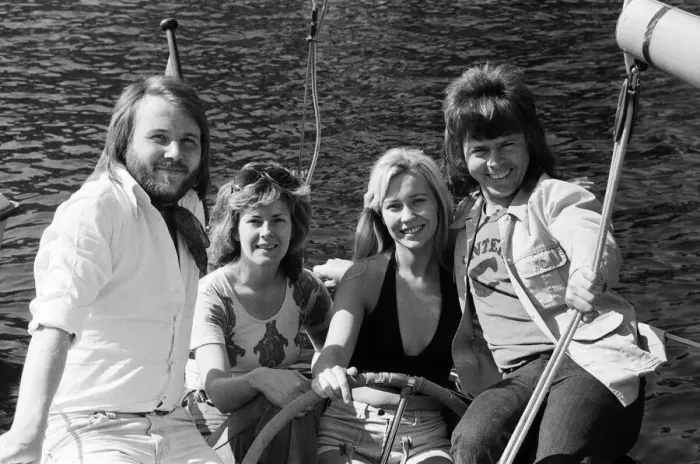 Framed Print : Swedish pop group ABBA consisting of Agnetha Faltskog, Bjorn Ulvaeus