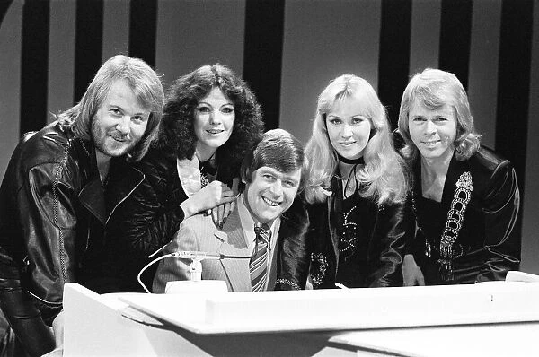 Swedish pop group Abba seen here with Mike Yarwood. December 1978