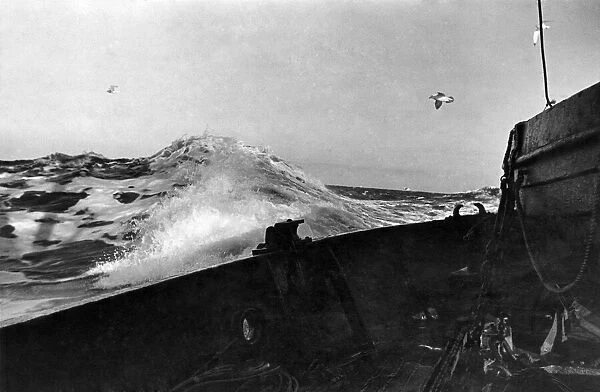 A swell in the North Sea taken from Starboard of fishing trawler. May 1942 P012257
