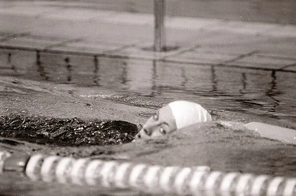 Swimmer Sharron Davies seen here training at the swimming pool in Moscow before her heat