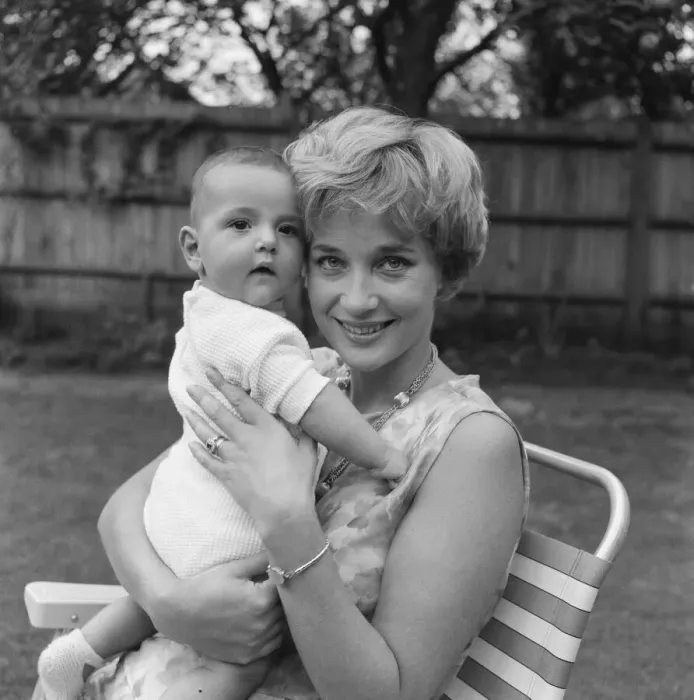 Framed Print : Sylvia Syms, actor and star of Ice Cold In Alex, with her adopted son Mark Benjamin Edney Framed Print : Sylvia Syms, actor and star of Ice Cold In Alex, with her adopted son Mark Benjamin Edney