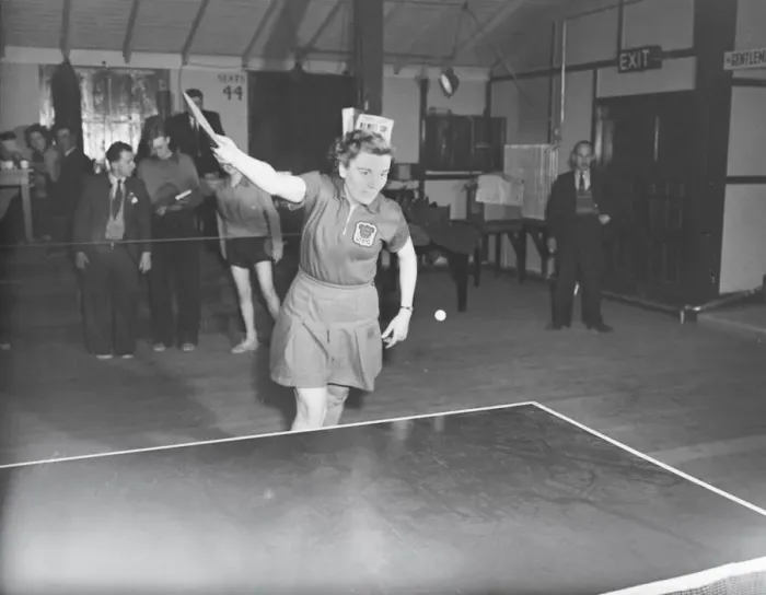 Framed Print : Table Tennis Birmingham 1952 Margaret Fry Glos. 1  /  3  /  1952 C1071  /  9
