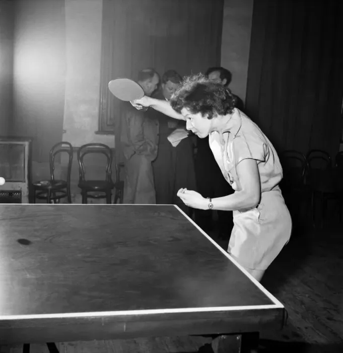 Framed Print : Table Tennis Contest. August 1953 D461-007 Framed Print : Table Tennis Contest. August 1953 D461-007