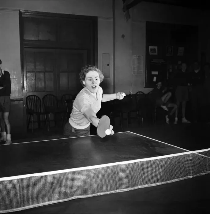 Framed Print : Table Tennis Contest. August 1953 D461-011 Framed Print : Table Tennis Contest. August 1953 D461-011