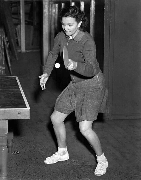 Table Tennis hope. Diane Rowe in action. March 1950 P009725