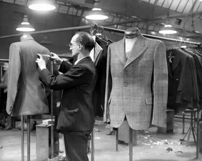 Framed Print : Tailor, busy at work in his workshop, 18th March 1947