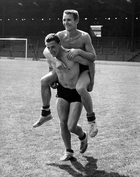 Taken for a ride thats what Brian Clough is doing to one of his team-mates