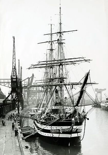 The Tall sailing ship Amerigo Vespucci moored in Springfield Quay Glasgow Circa