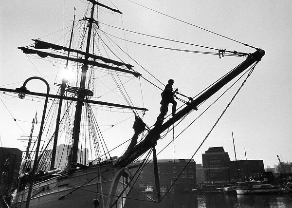 Tall Ship at St. Katharines Dock. 15th April 1987