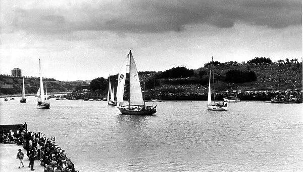 Tall Ships Race July 1986. Ships sail down the Tyne