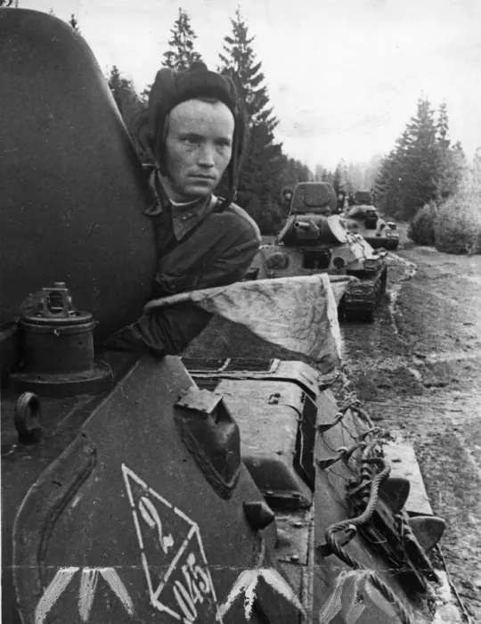 Framed Print : A tank column of the Soviet Red Army makes its way to the front lines during the battle Framed Print : A tank column of the Soviet Red Army makes its way to the front lines during the battle