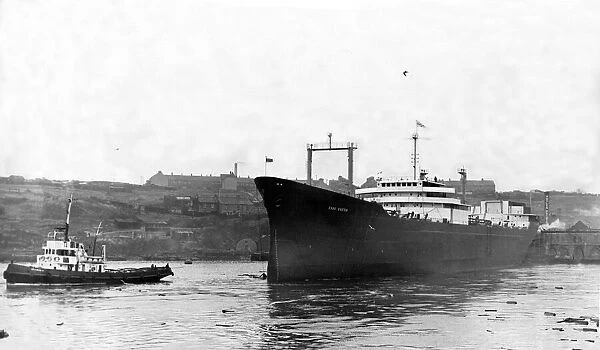 The tanker Esso Exeter after being launched from a North East shipyard