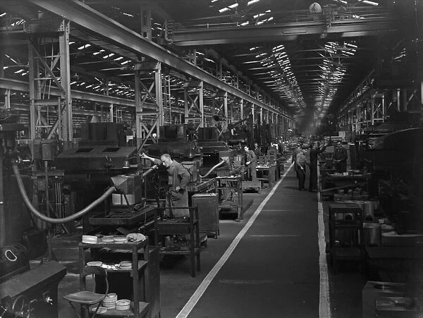 Tanks under construction at the Royal Ordnance Factory, Llanishen. 17th April 1951