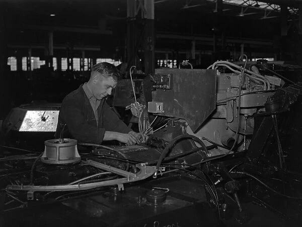 Tanks under construction at the Royal Ordnance Factory, Llanishen. 17th April 1951