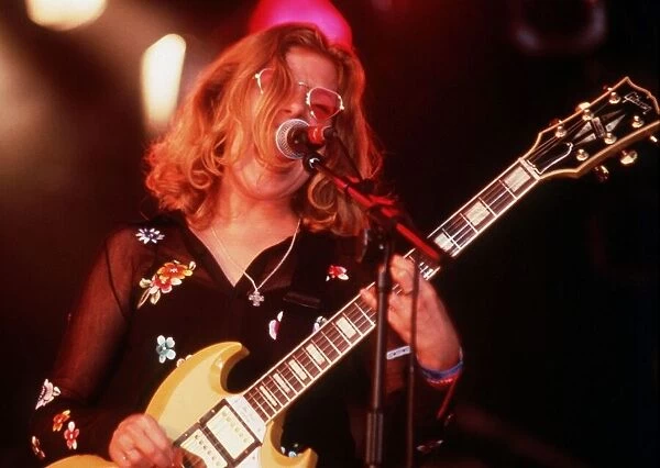 Tanya Donelly pop singer guitarist of group Belly 1995 on stage at Glastonbury