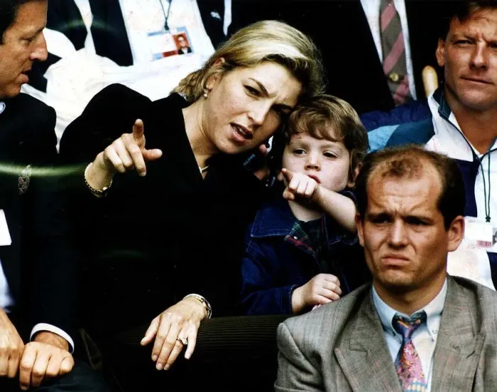 Framed Print : Tatum O Neal Actress wife of Tennis star John McEnroe with her son Kevin watching him Framed Print : Tatum O Neal Actress wife of Tennis star John McEnroe with her son Kevin watching him