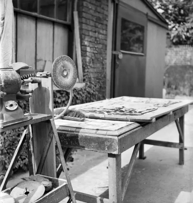 Framed Print : Taxidermist Workshop. January 1960 A715-012
