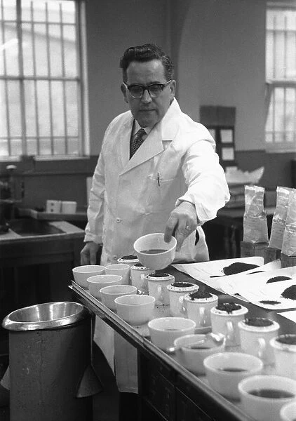 The tea taster at work. A sip, a quick taste and Mr Edward Pedvin, of Hollywood
