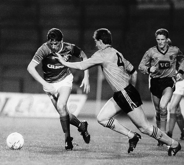 Ted McMinn of Rangers FC in action during 1986 League Cup semi-final against Dundee