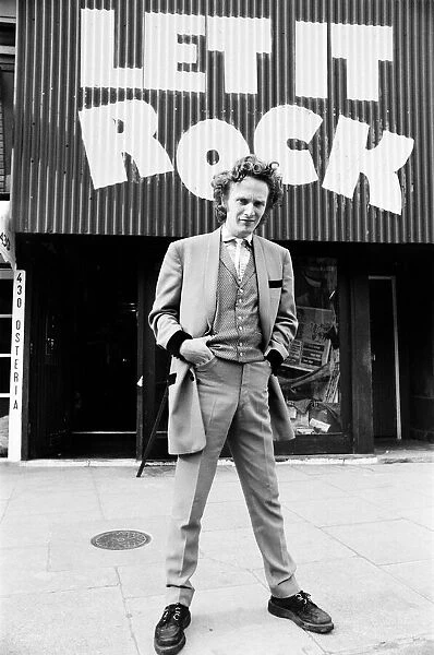 Teddy Boy Malcolm Mclaren outside his shop Let it Rock in the Kings Road