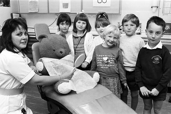 A Teddy with teeth?... Dental nurse Annette Brodie talks about teeth at Slaithwaite