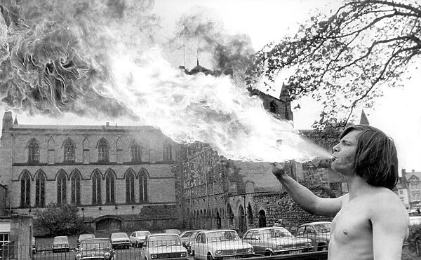 Teenage fire eater Roy Moor got off to a flaming start when he arrived in Hexham with his