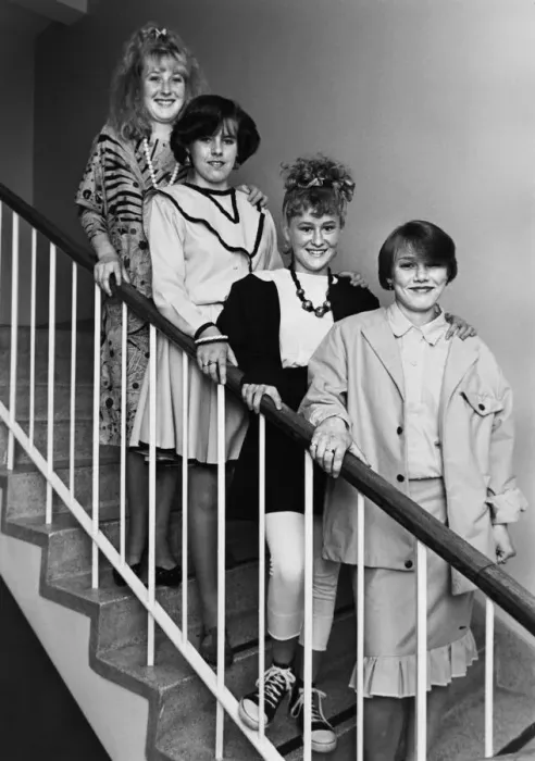 Framed Print : Teenagers from St Antonys School in Teeside are scaling the heights of fashion