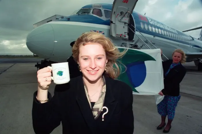 Framed Print : Teesside Airport authority have a new logo to celebrate the 30th Anniversary of Framed Print : Teesside Airport authority have a new logo to celebrate the 30th Anniversary of