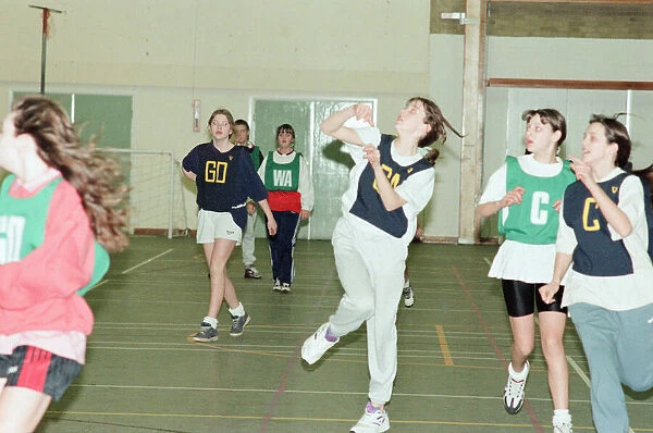 Teesside Junior Netball league at Brackenhoe School, Middlesbrough, 11th March 1997