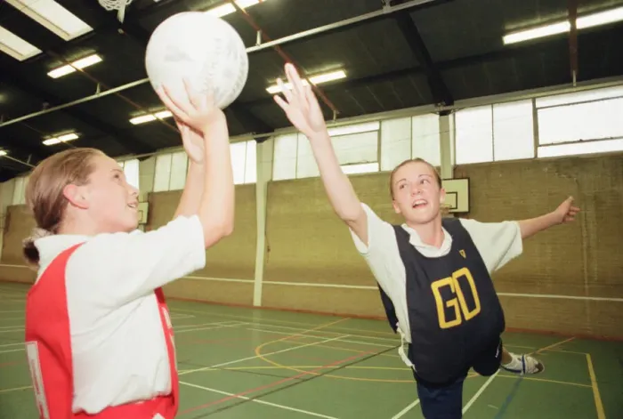 Framed Print : Teesside Junior Netball League at Brackenhoe School, Middlesbrough, 21st September 1998
